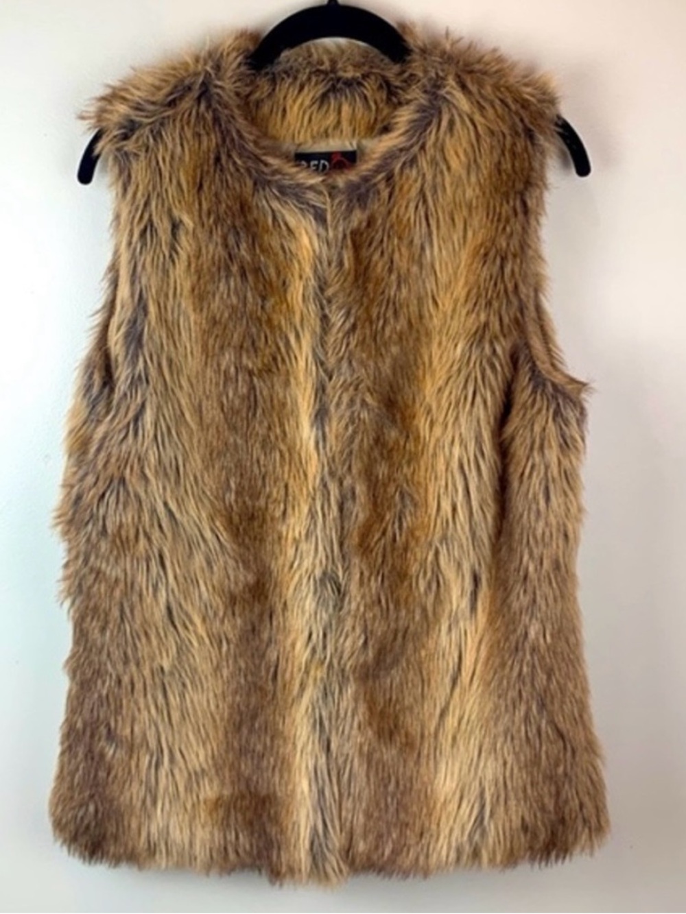 Faux Fur Vest - Tan Brown Sleeveless Vest Womens Size Medium